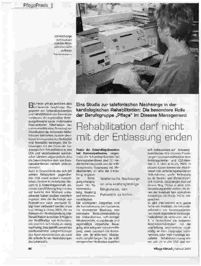 Vorschauseite 1: Rehabilitation darf nicht mit der Entlassung enden