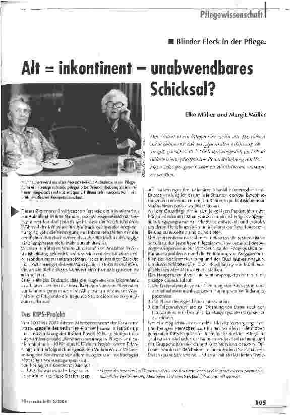 Vorschauseite 1: Alt = inkontinent - unabwendbares Schicksal?