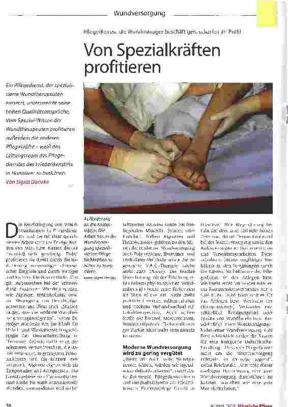 Vorschauseite 1: Von Spezialkräften profitierenPflegedienste, die Wundmanager beschäftigen, schärfen ihr Profil