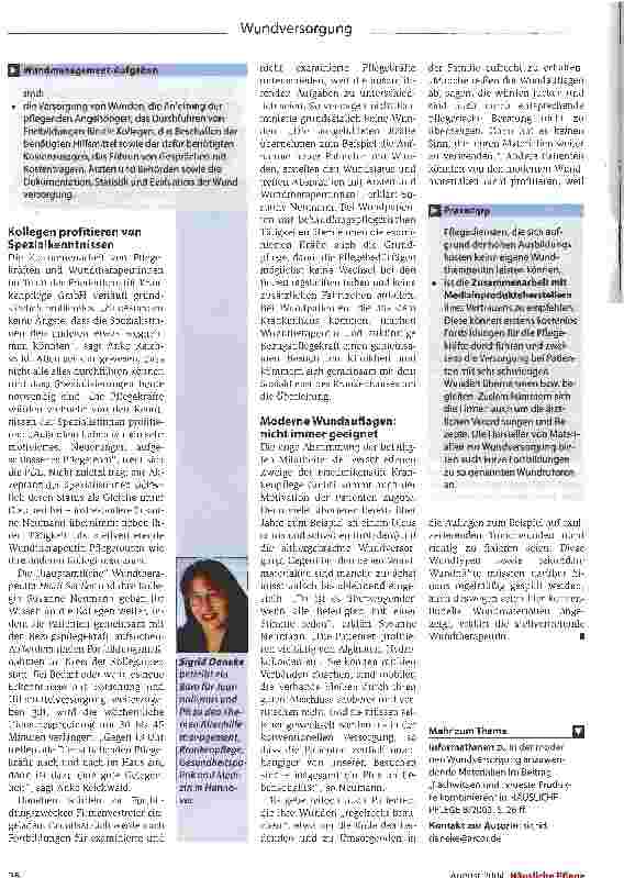 Vorschauseite 3: Von Spezialkräften profitierenPflegedienste, die Wundmanager beschäftigen, schärfen ihr Profil
