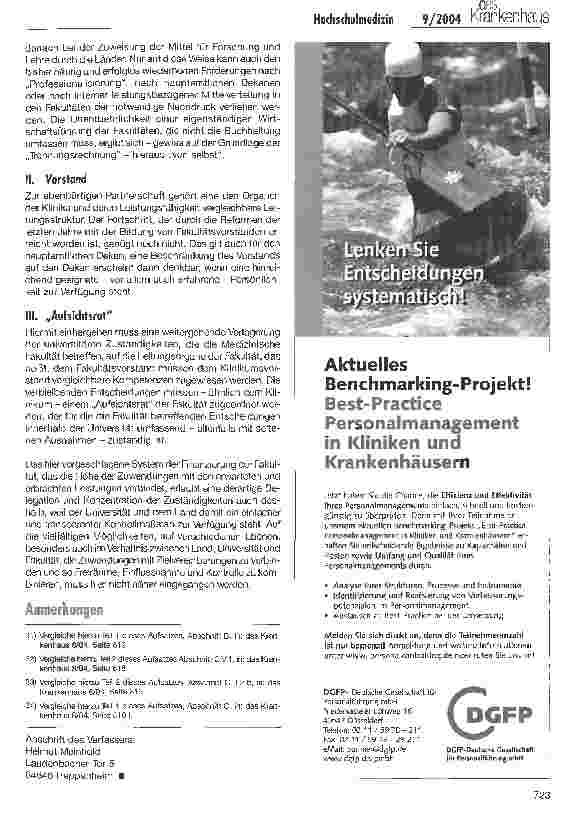 Vorschauseite 3: Medizinische Fakultäten und Universitätsklinika im DRG-Zeitalter (II)