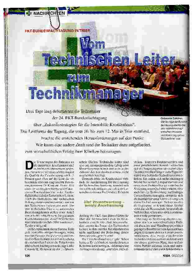 Vorschauseite 1: Vom Technischen Leiter zum Technikmanager