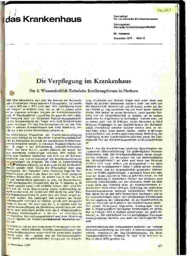 Vorschauseite 1: Die Verpflegung im Krankenhaus