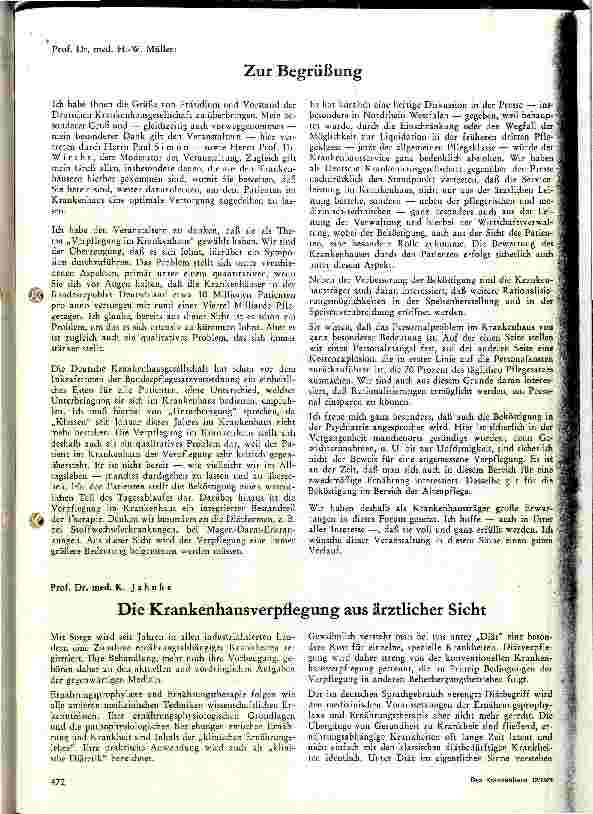 Vorschauseite 2: Die Verpflegung im Krankenhaus