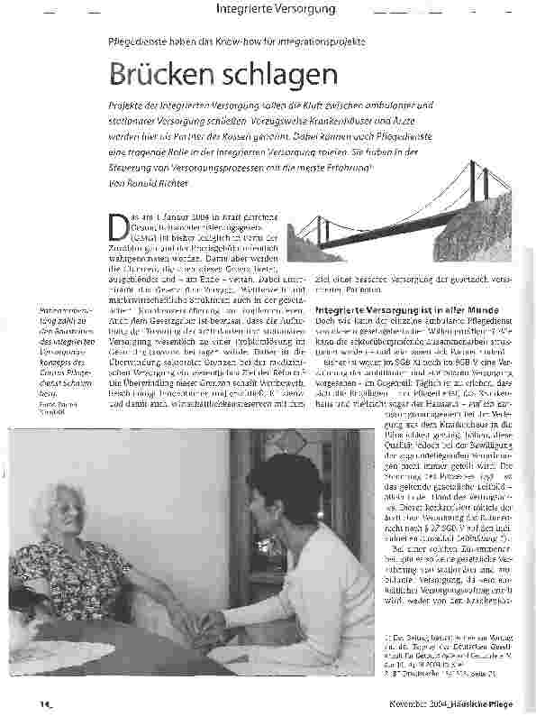 Vorschauseite 1: Brücken schlagen - Pflegedienste haben das Know-how für integrationsprojekte