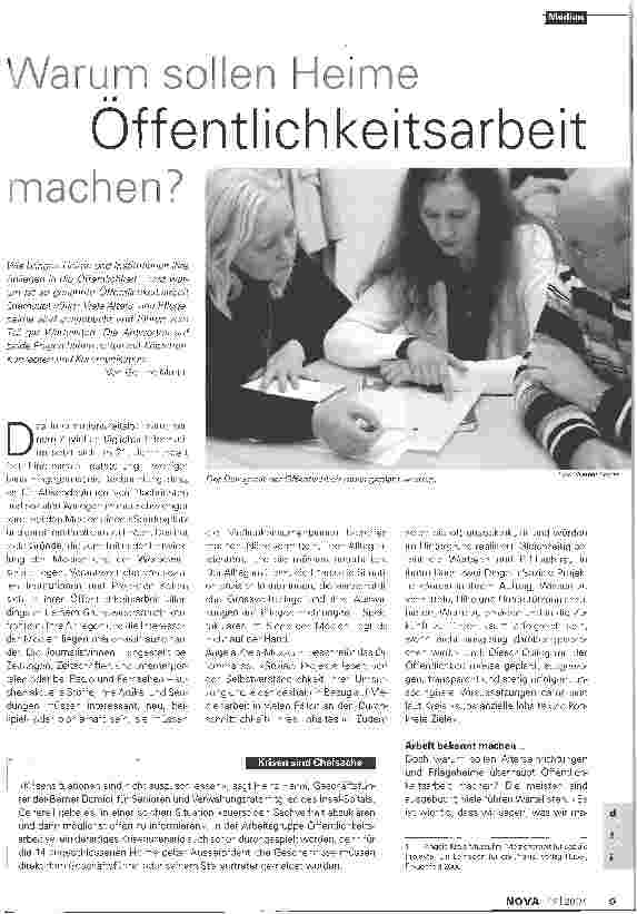 Vorschauseite 1: Warum sollen Heime Öffentlichkeitsarbeit machen?