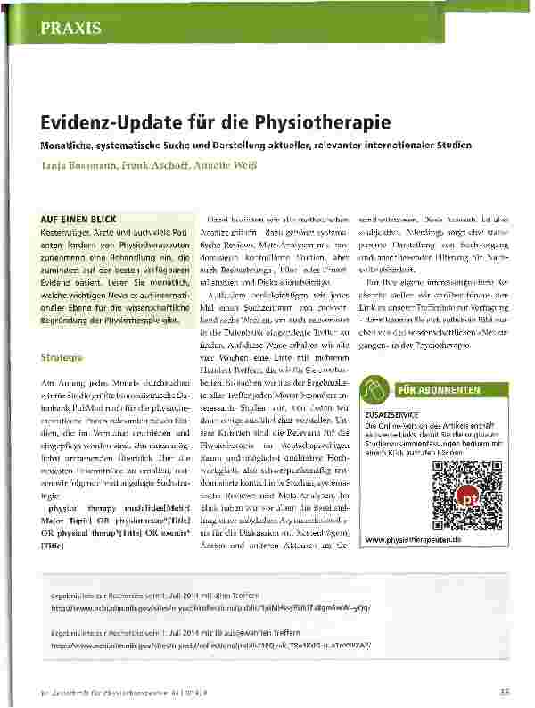 Vorschauseite 1: Evidenz-Update für die Physiotherapie