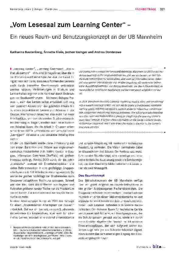 Vorschauseite 1: „Vom Lesesaal zum Learning Center