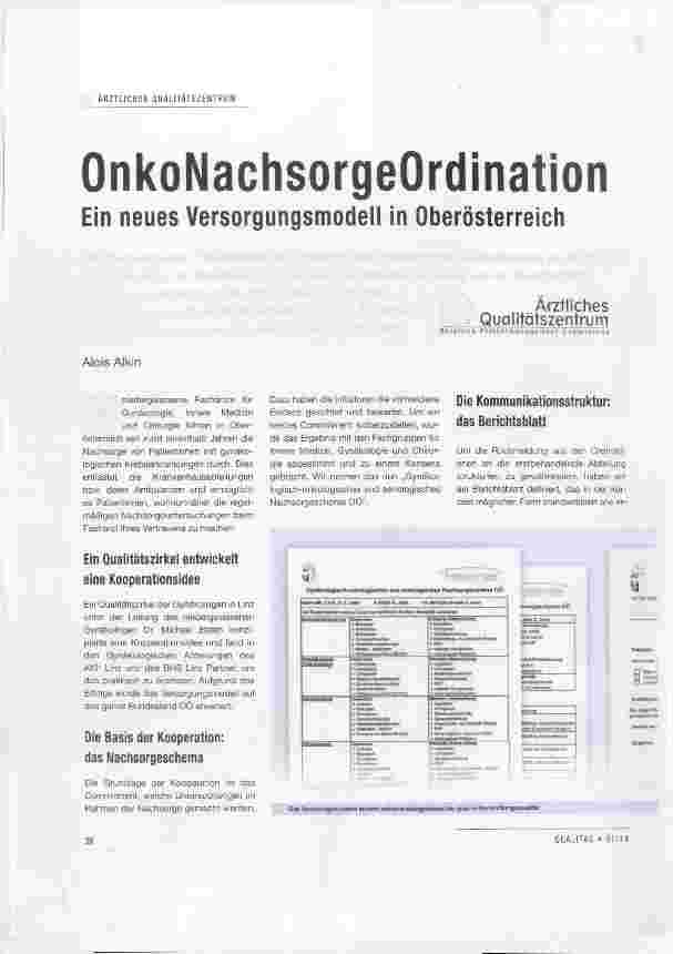 Vorschauseite 1: OnkoNachsorgeOrdination