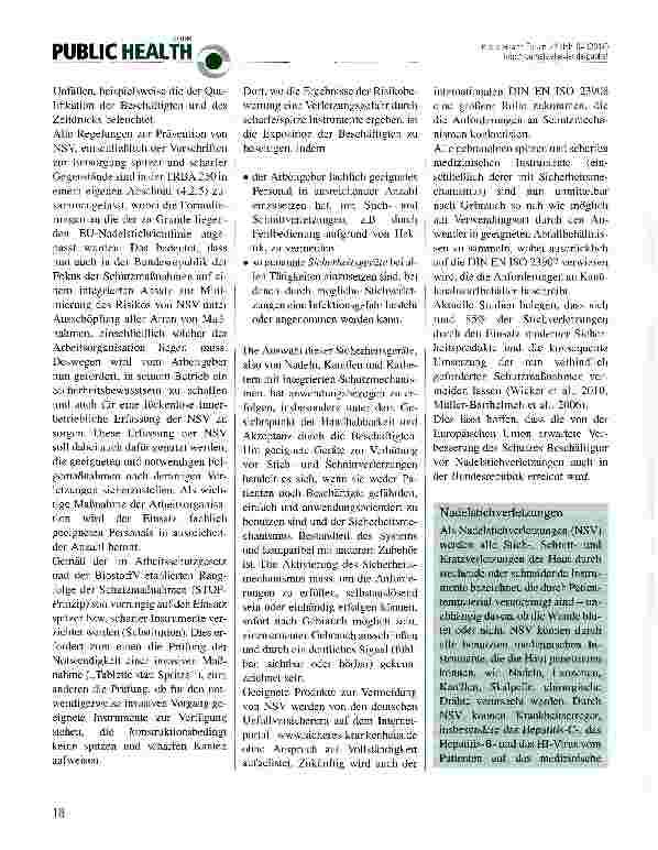 Vorschauseite 2: Verbesserter Schutz vor blutübertragbaren Erregern Umsetzung der europäischen Nadelstichrichtlinie in deutsches Recht abgeschlossen