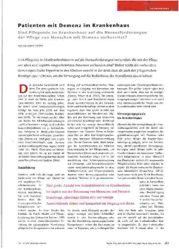 Vorschauseite 1: Patienten mit Demenz im Krankenhaus