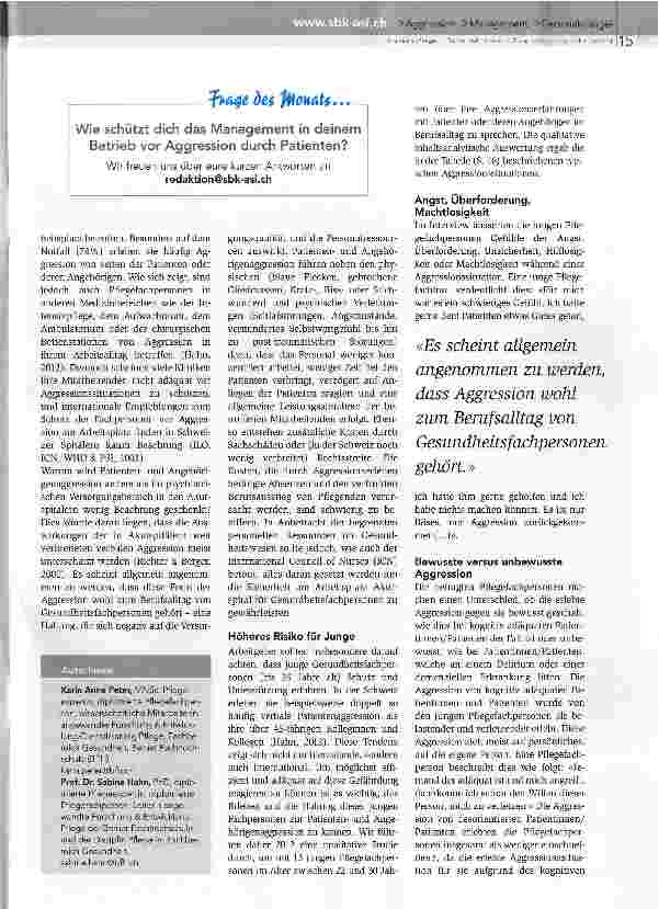 Vorschauseite 2: Auswirkungen von Aggression im Akutspital