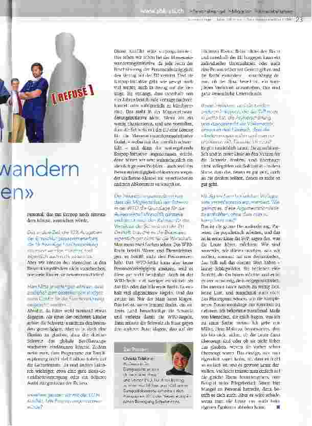 Vorschauseite 2: «Das Personal, das noch einwandern könnte, würde nicht ausreichen