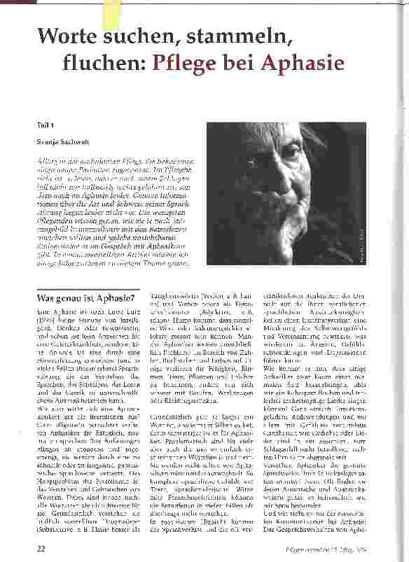 Vorschauseite 1: Worte suchen, stammeln, fluchen: Pflege bei AphasieTeil 1