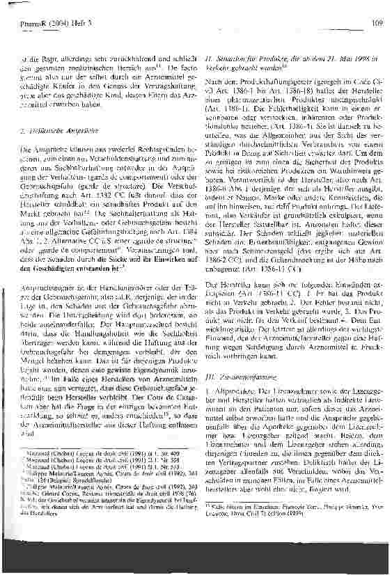 Vorschauseite 3: Zur Produkthaftungsproblematik beim Vertrieb von Arzneimitteln durch den Lizenznehmer bei innerdeutscher und grenzüberschreitender Belieferung durch den Lizenzgeber