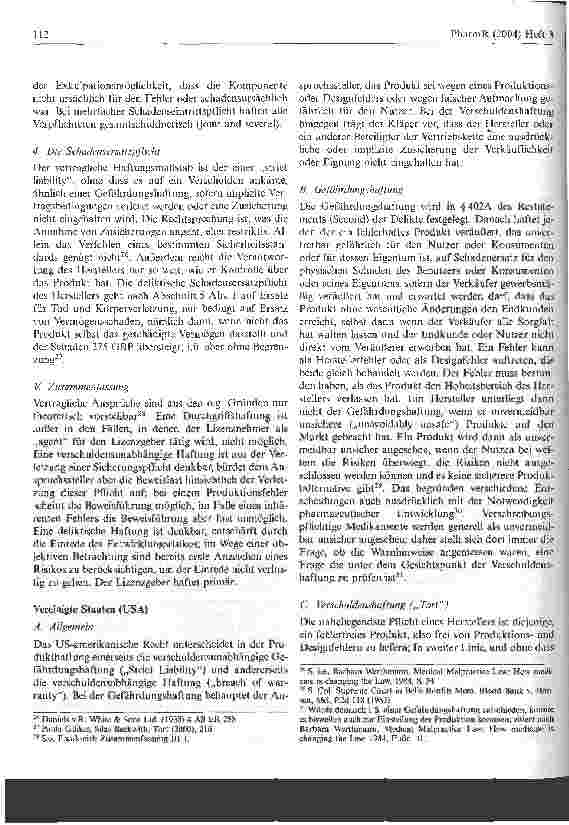 Vorschauseite 6: Zur Produkthaftungsproblematik beim Vertrieb von Arzneimitteln durch den Lizenznehmer bei innerdeutscher und grenzüberschreitender Belieferung durch den Lizenzgeber
