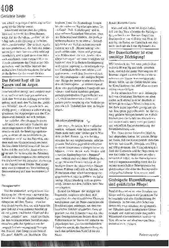 Vorschauseite 2: Prophylaxe renaler Komplikationen // Zur Psychosomatik der neurogenen postraumatischen oder postoperativen Harninkontinenz Teil 1