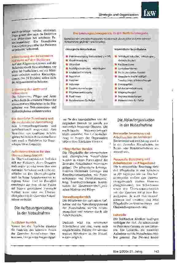 Vorschauseite 4: Die Zentrale Notaufnahme: steigert Qualität, schafft Bürgernähe und bindet Patienten