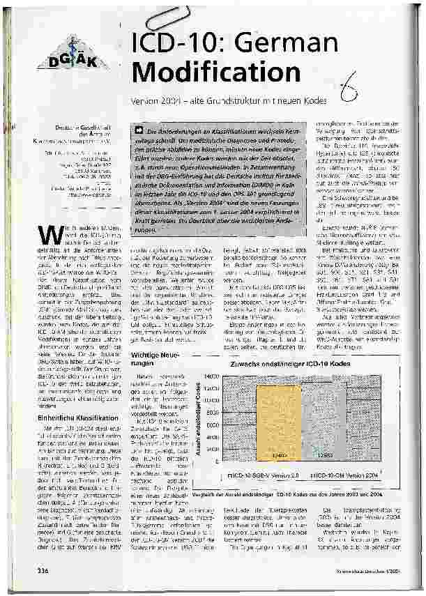 Vorschauseite 1: ICD-10: German ModificationVersion 2004 - alte Grundstruktur mit neuen Kodes