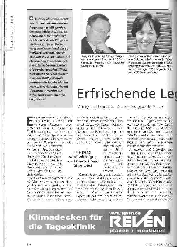Vorschauseite 1: Erfrischende Legitimationskrise Management chronisch Kranker, Aufgabe der Reha?