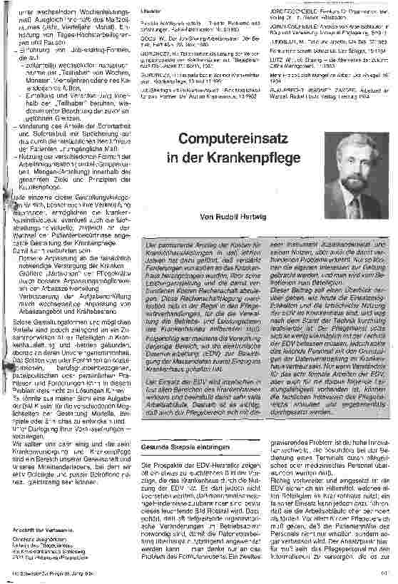 Vorschauseite 1: Computereinsatz in der Krankenpflege