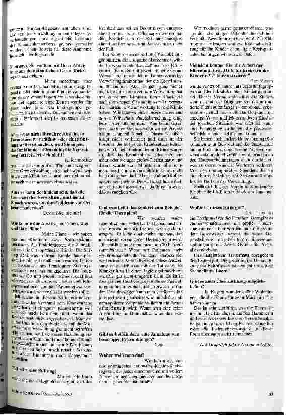 Vorschauseite 2: Ohne Drittmittel könnten wir die Kinder nicht anständig versorgen. Interview mit Prof. Bernhard Kornhuber, Leiter der Abteilung für Pädiatrische Hämatologie und Onkologie der Univ…