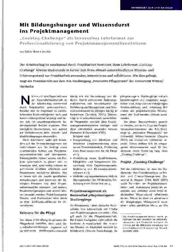 Vorschauseite 1: Mit Bildungshunger und Wissensdurst ins Projektmanagement