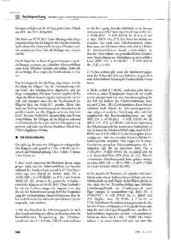 Vorschauseite 2: Unbezahlter Sonderurlaub mindert gesetzlichen Urlaubsanspruch nicht