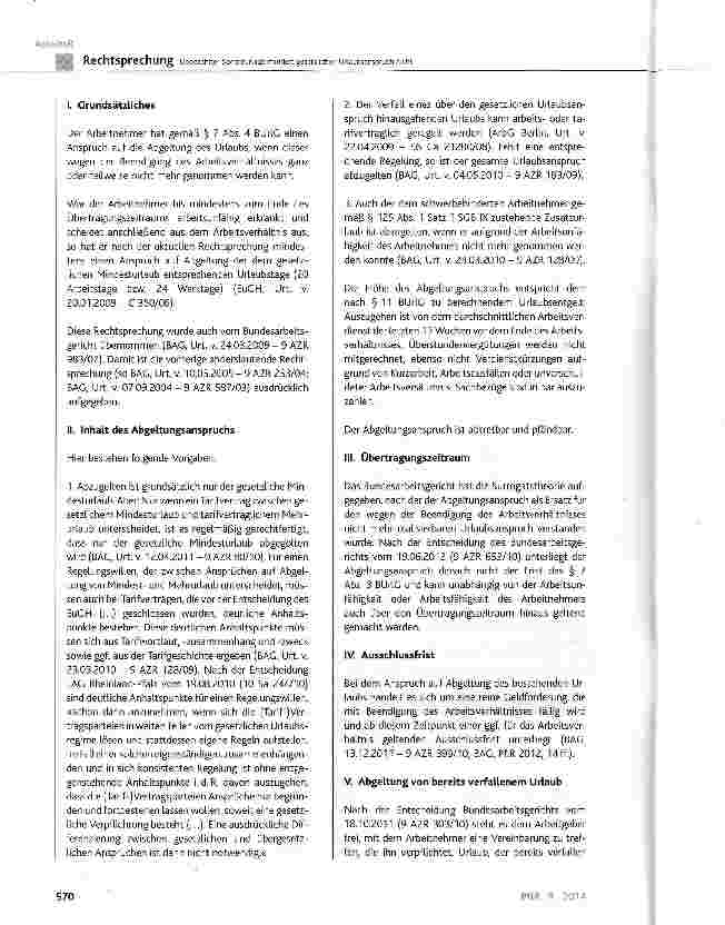 Vorschauseite 6: Unbezahlter Sonderurlaub mindert gesetzlichen Urlaubsanspruch nicht