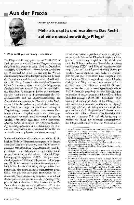 Vorschauseite 1: Mehr als »satt« und »sauber«: Das Recht auf eine menschenwürdige Pflege