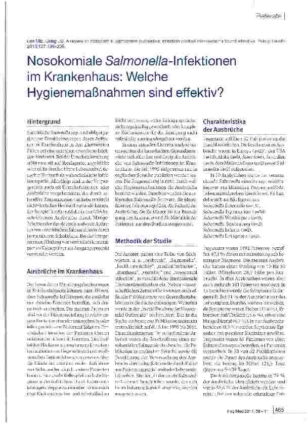 Vorschauseite 1: NosokomialeSa//T7OA?e//a-lnfektionen im Krankenhaus: Welche Hygienemaßnahmen sind effektiv?