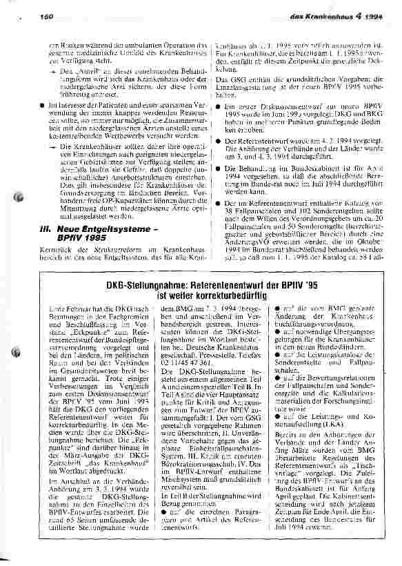 Vorschauseite 4: Neue Aufgaben und neue Entgeltsysteme für die Krankenhäuser