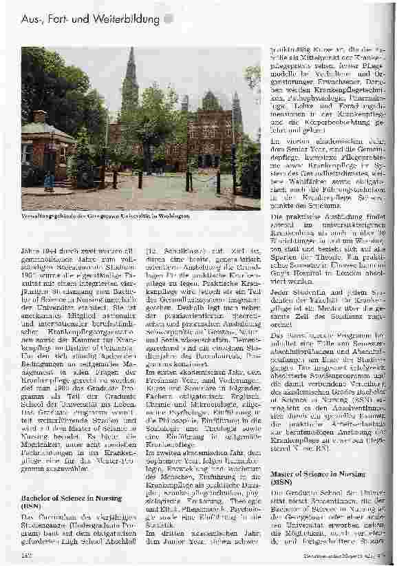 Vorschauseite 2: Bachelor and Master of Science in Nursing Ausbildung an der Fakultät für Krankenpflege der Georgetown Universität in Washington D.C., USA