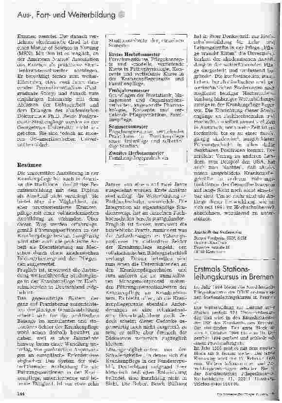 Vorschauseite 4: Bachelor and Master of Science in Nursing Ausbildung an der Fakultät für Krankenpflege der Georgetown Universität in Washington D.C., USA