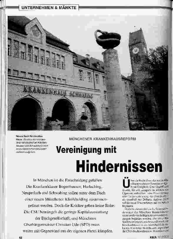 Vorschauseite 1: Münchener Krankenhausreform: Vereinigung mit Hindernissen
