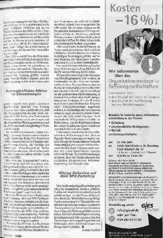 Vorschauseite 2: Münchener Krankenhausreform: Vereinigung mit Hindernissen