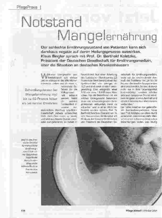 Vorschauseite 1: Notstand Mangelernährung