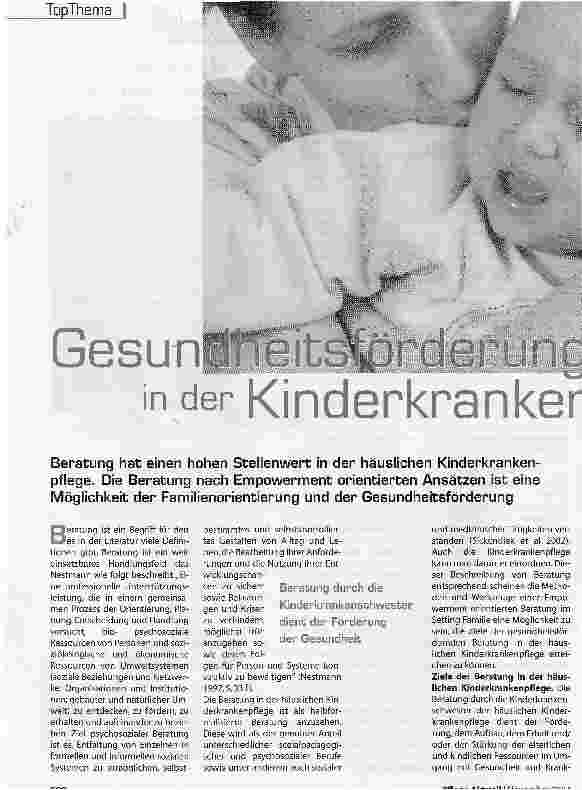 Vorschauseite 1: Gesundheitsförderung in der Kinderkrankenpflege