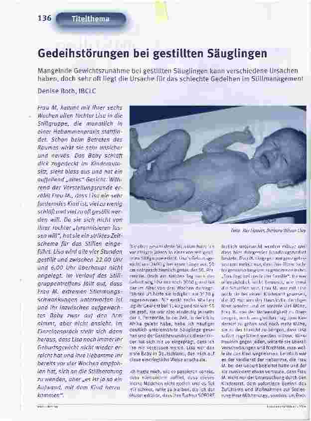 Vorschauseite 1: Gedeihstörungen bei gestillten SäuglingenMangelnde Gewichtszunahme bei gestillten Säuglingen kann verschiedene Ursachen haben, doch sehr oft liegt die Ursache für das schlechte Ge…