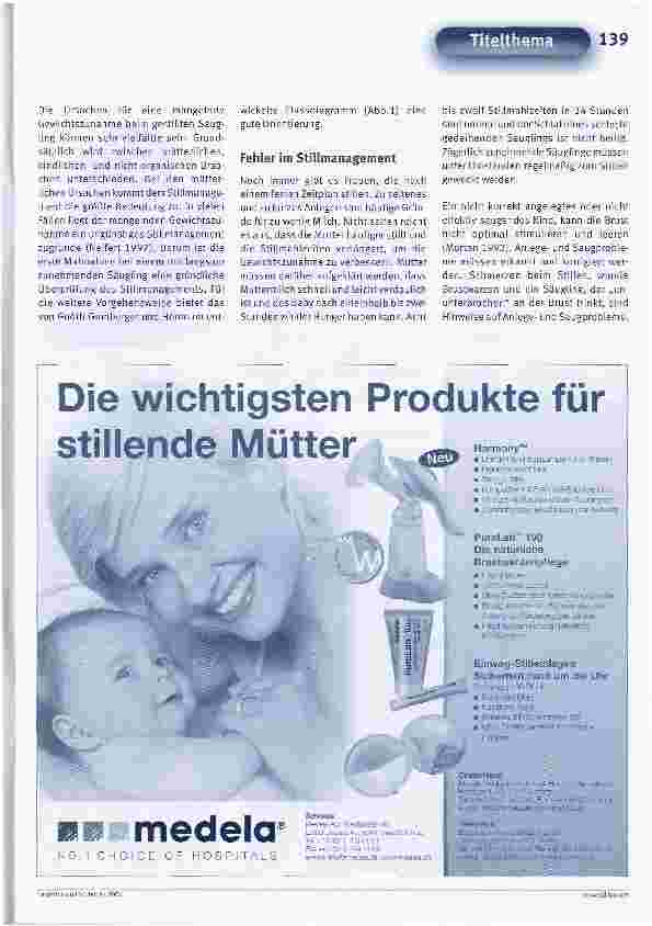 Vorschauseite 4: Gedeihstörungen bei gestillten SäuglingenMangelnde Gewichtszunahme bei gestillten Säuglingen kann verschiedene Ursachen haben, doch sehr oft liegt die Ursache für das schlechte Ge…