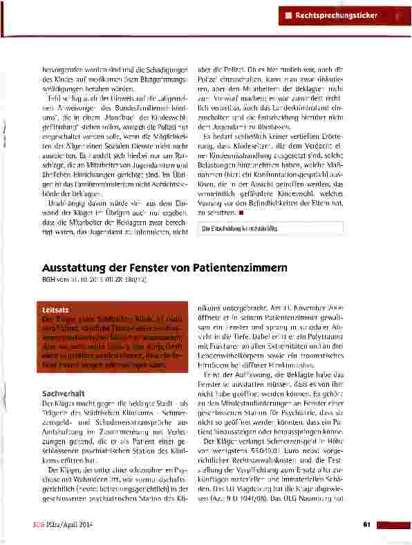 Vorschauseite 1: Ausstattung der Fenster von Patientenzimmern