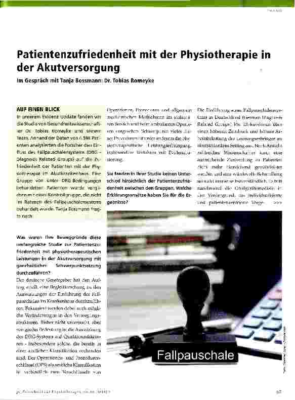 Vorschauseite 1: Patientenzufriedenheit mit der Physiotherapie in der Akutversorgung