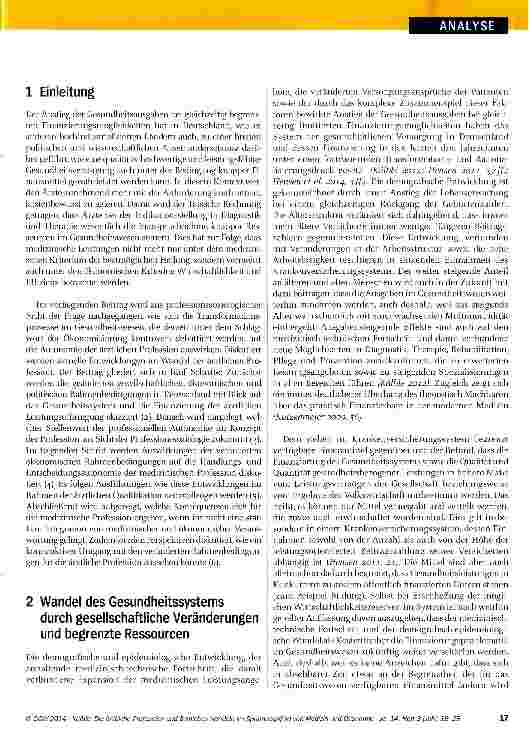 Vorschauseite 2: Die ärztliche Profession und ärztliches Handeln im Spannungsfeld von Medizin und Ökonomie: Wird der Arzt zum Gesundheitsmanager?