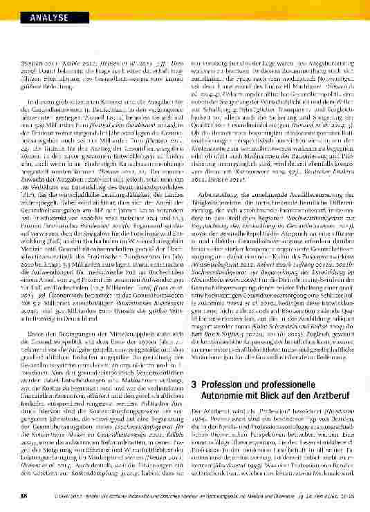 Vorschauseite 3: Die ärztliche Profession und ärztliches Handeln im Spannungsfeld von Medizin und Ökonomie: Wird der Arzt zum Gesundheitsmanager?