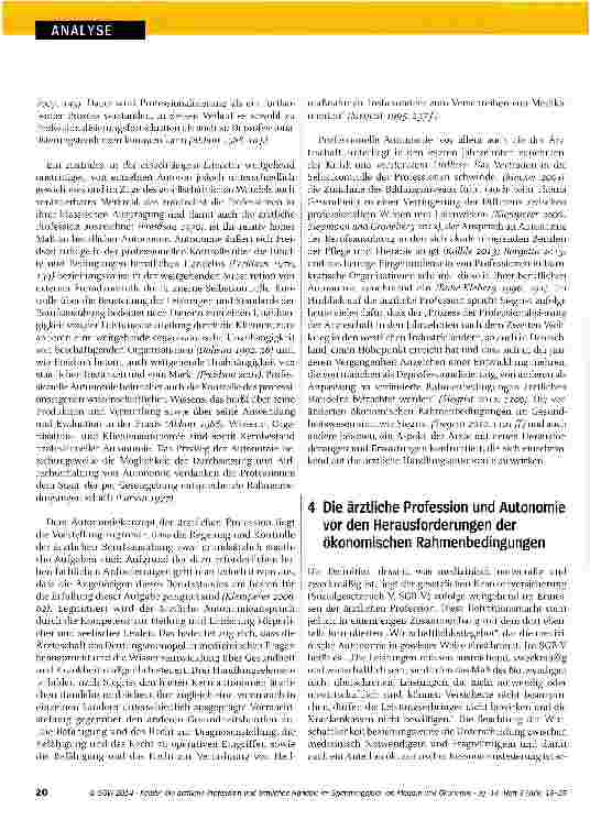 Vorschauseite 5: Die ärztliche Profession und ärztliches Handeln im Spannungsfeld von Medizin und Ökonomie: Wird der Arzt zum Gesundheitsmanager?