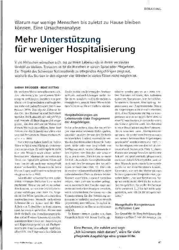 Vorschauseite 1: Mehr Unterstützung für weniger Hospitalisierung