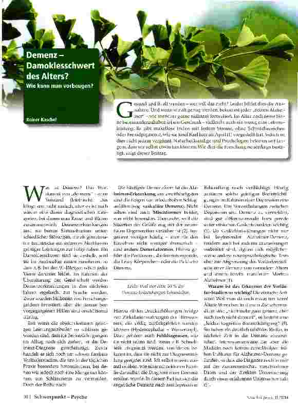 Vorschauseite 1: Demenz-Damoklesschwert des ALters?