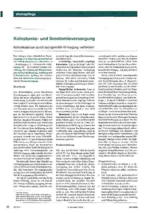 Vorschauseite 1: Koiostomieund lleostomieversorgung