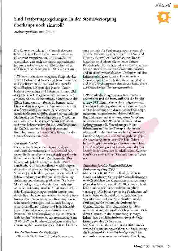 Vorschauseite 1: Sind Festbetragsregelungen in der Stomaversorgung überhaupt noch sinnvoll?