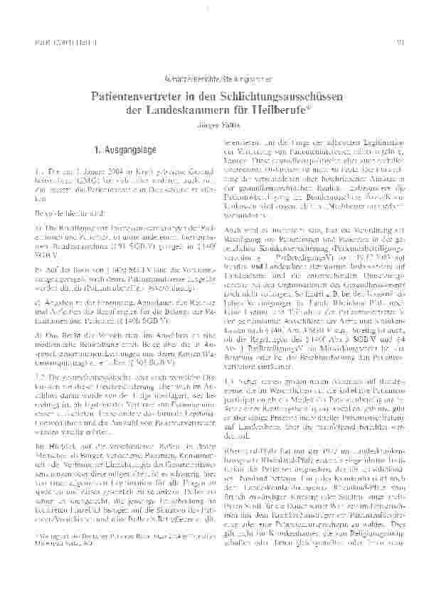 Vorschauseite 2: Patientenvertreter in den Schlichtungsausschüssen der Landeskammern für Heilberufe